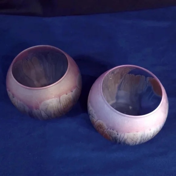 Hand Painted Rueven Glass Candleholders By Nouveau Art - Picture 4 of 6